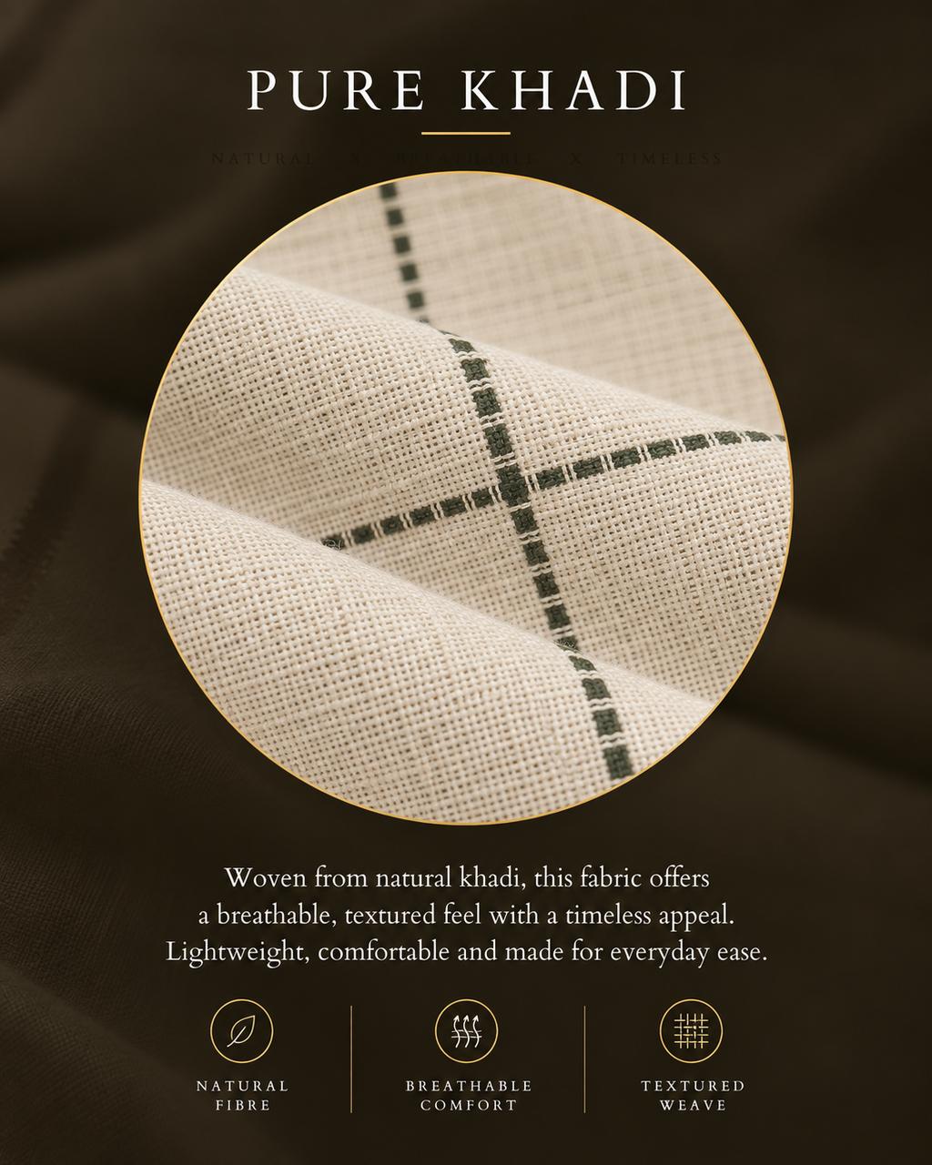 Cream Olive Check Pure Khadi Shirt