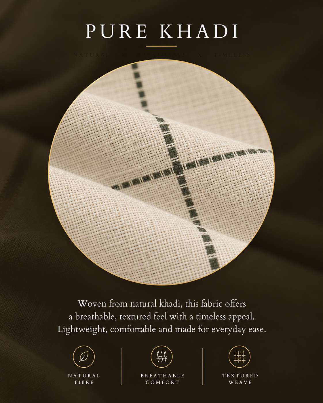 Cream Olive Check Pure Khadi Shirt