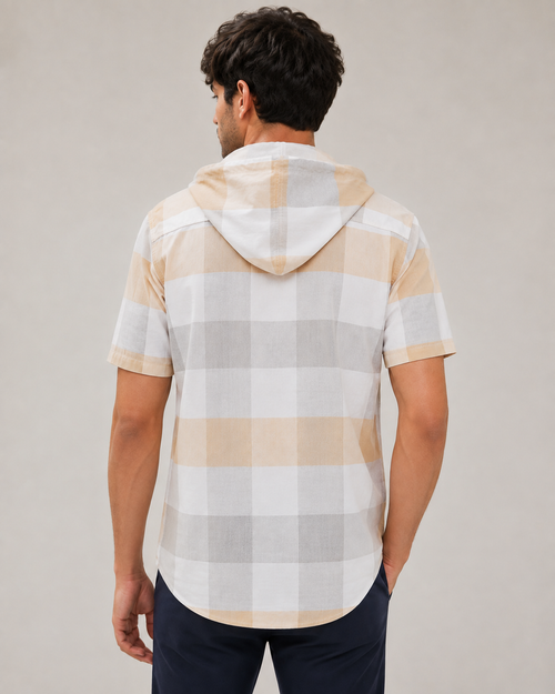 Coastal Check Hooded Cotton Shirt