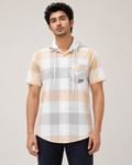 Coastal Check Hooded Cotton Shirt