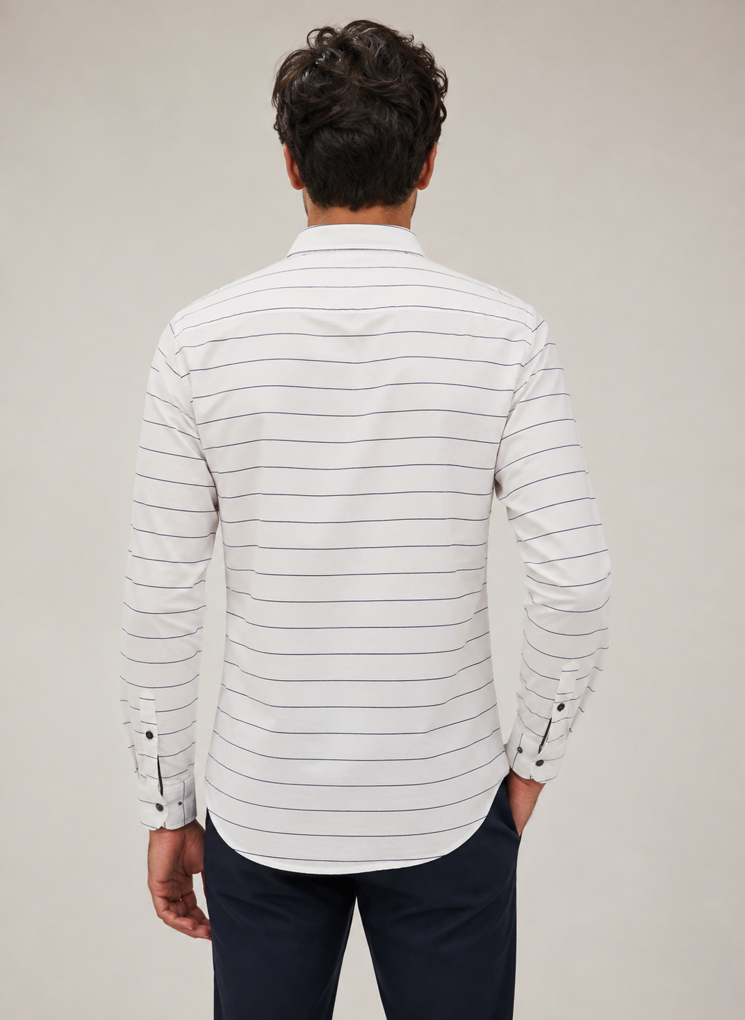 White Horizon Stripe Cotton Shirt