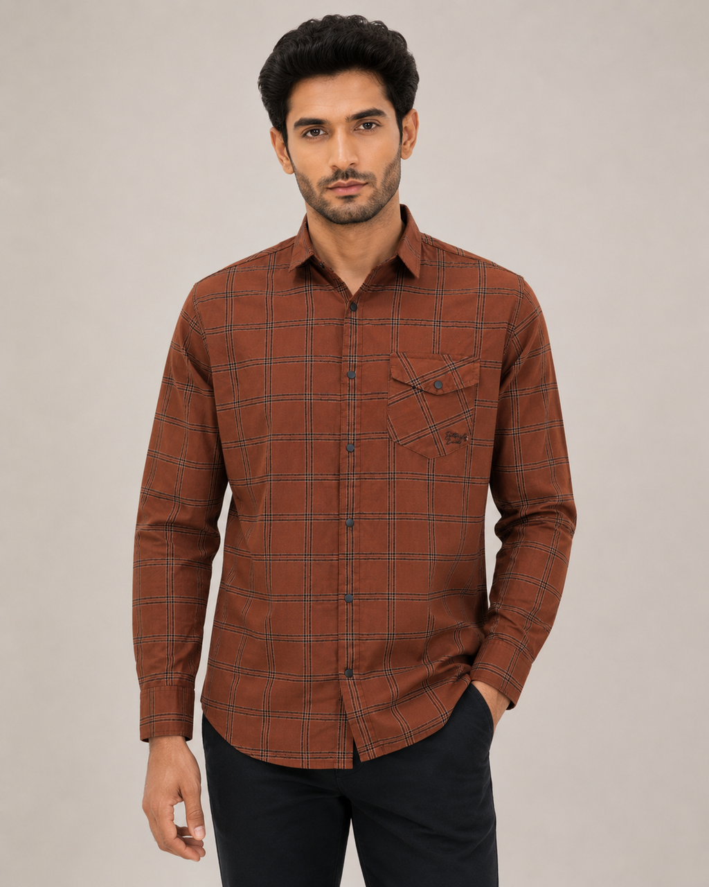 Rust Heritage Check Cotton Shirt