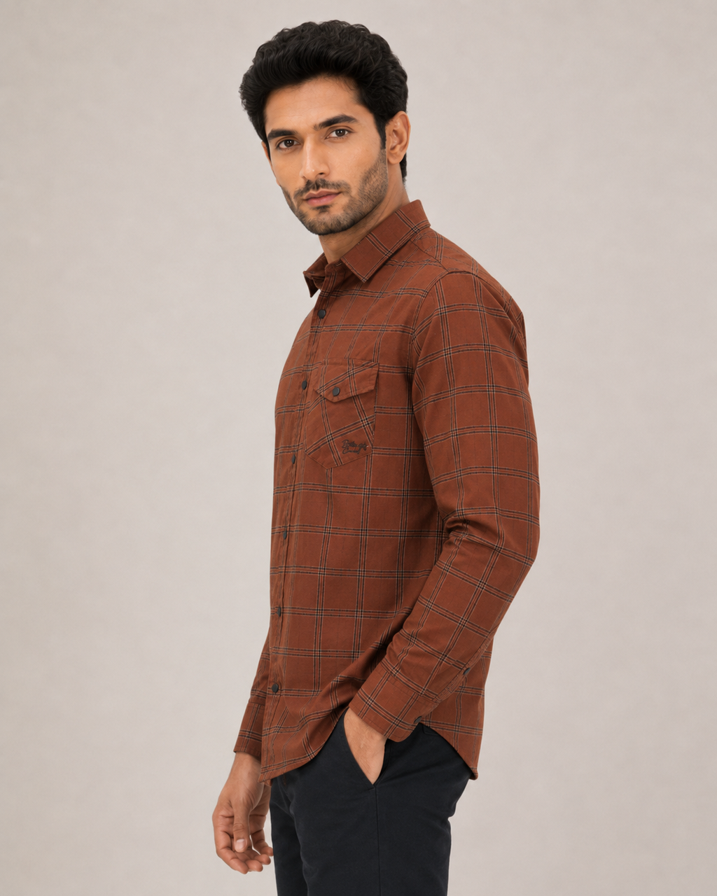 Rust Heritage Check Cotton Shirt