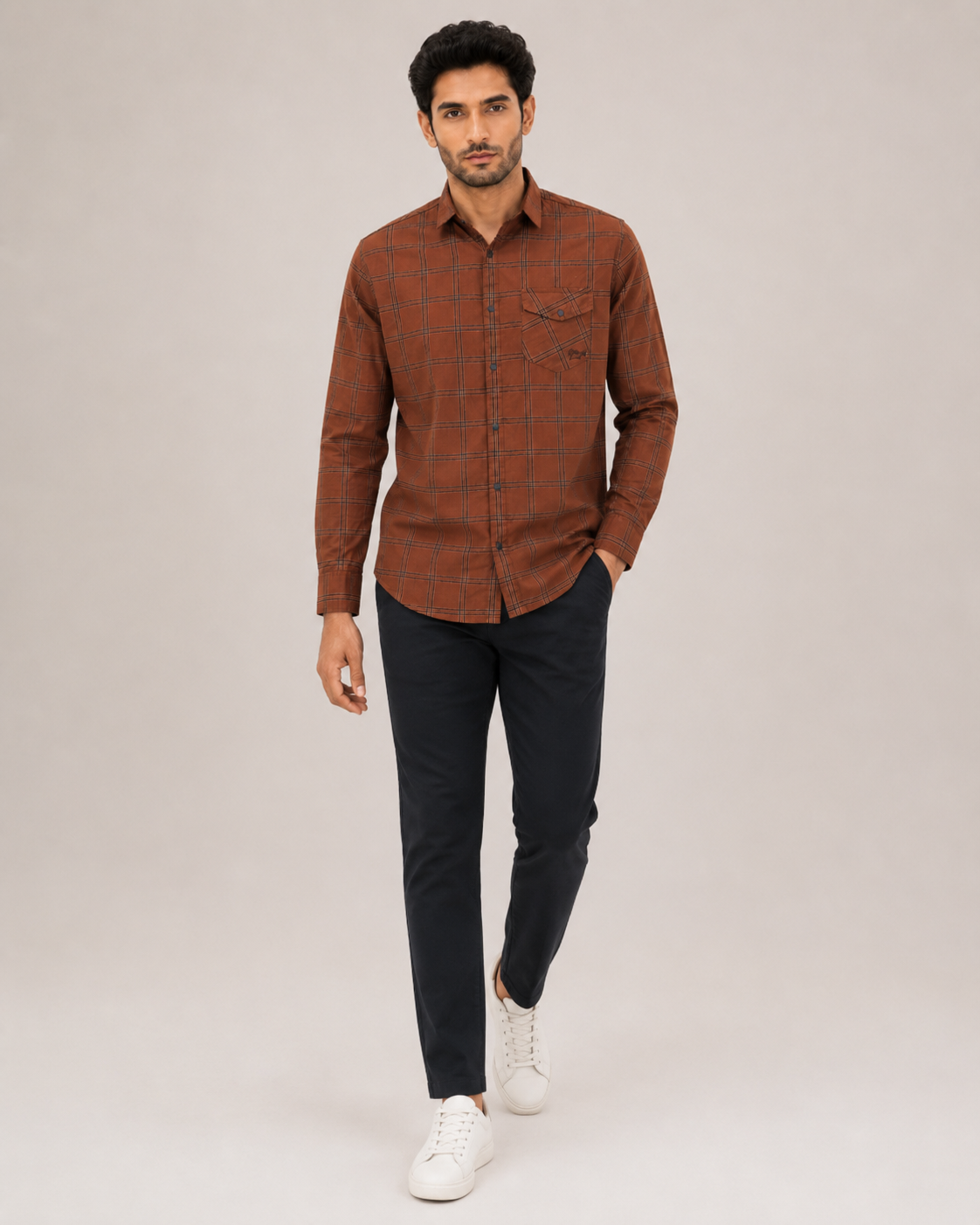 Rust Heritage Check Cotton Shirt