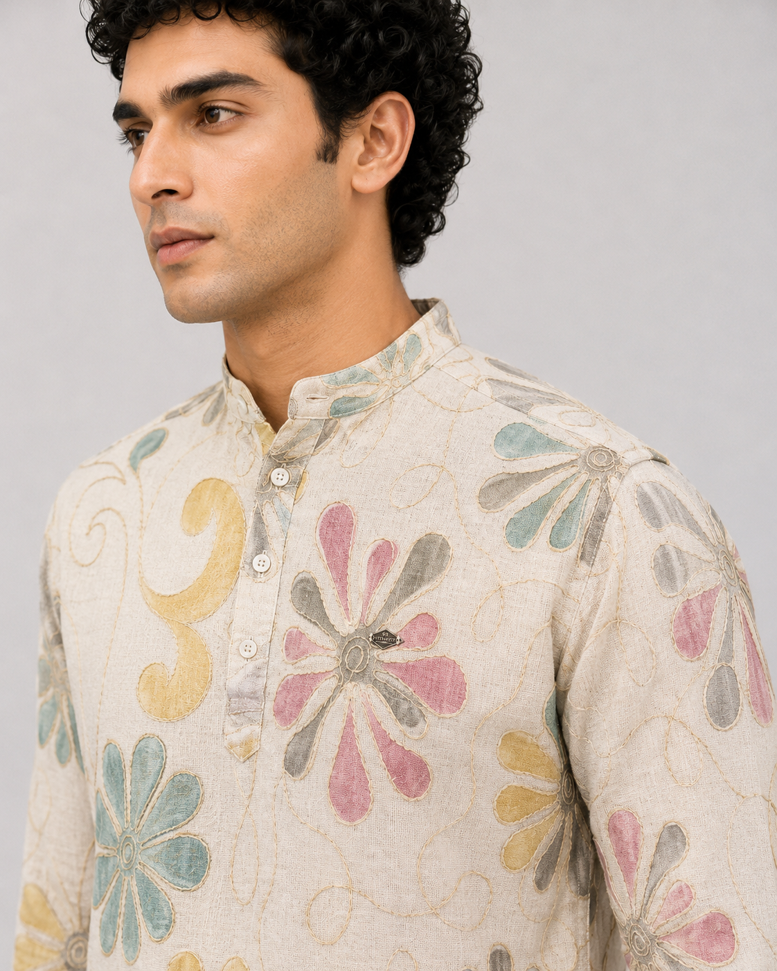 Ivory Garden Embroidered Cotton Short Kurta