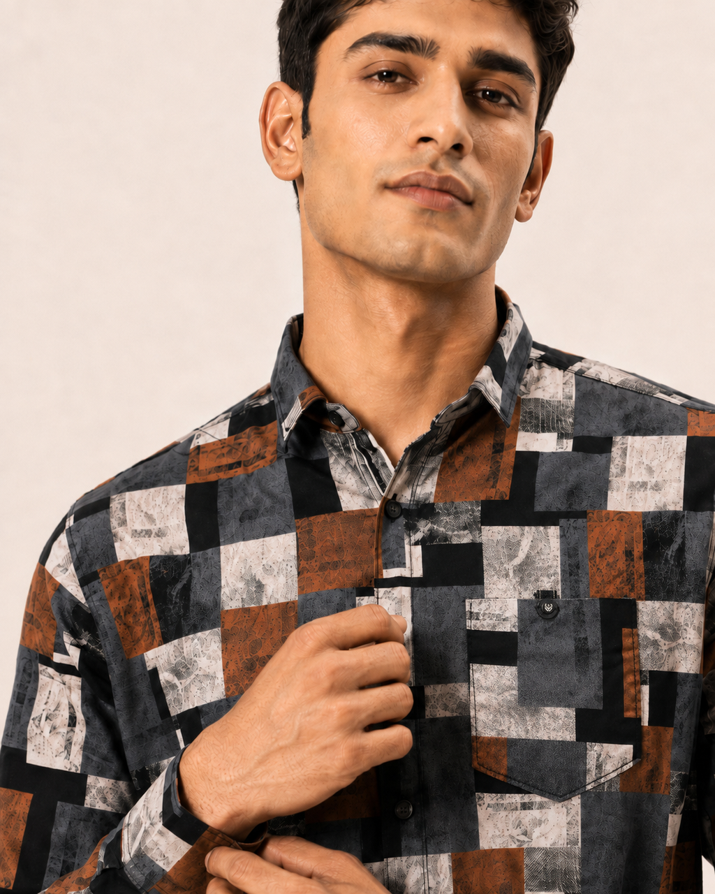Rust Mosaic Cotton Shirt