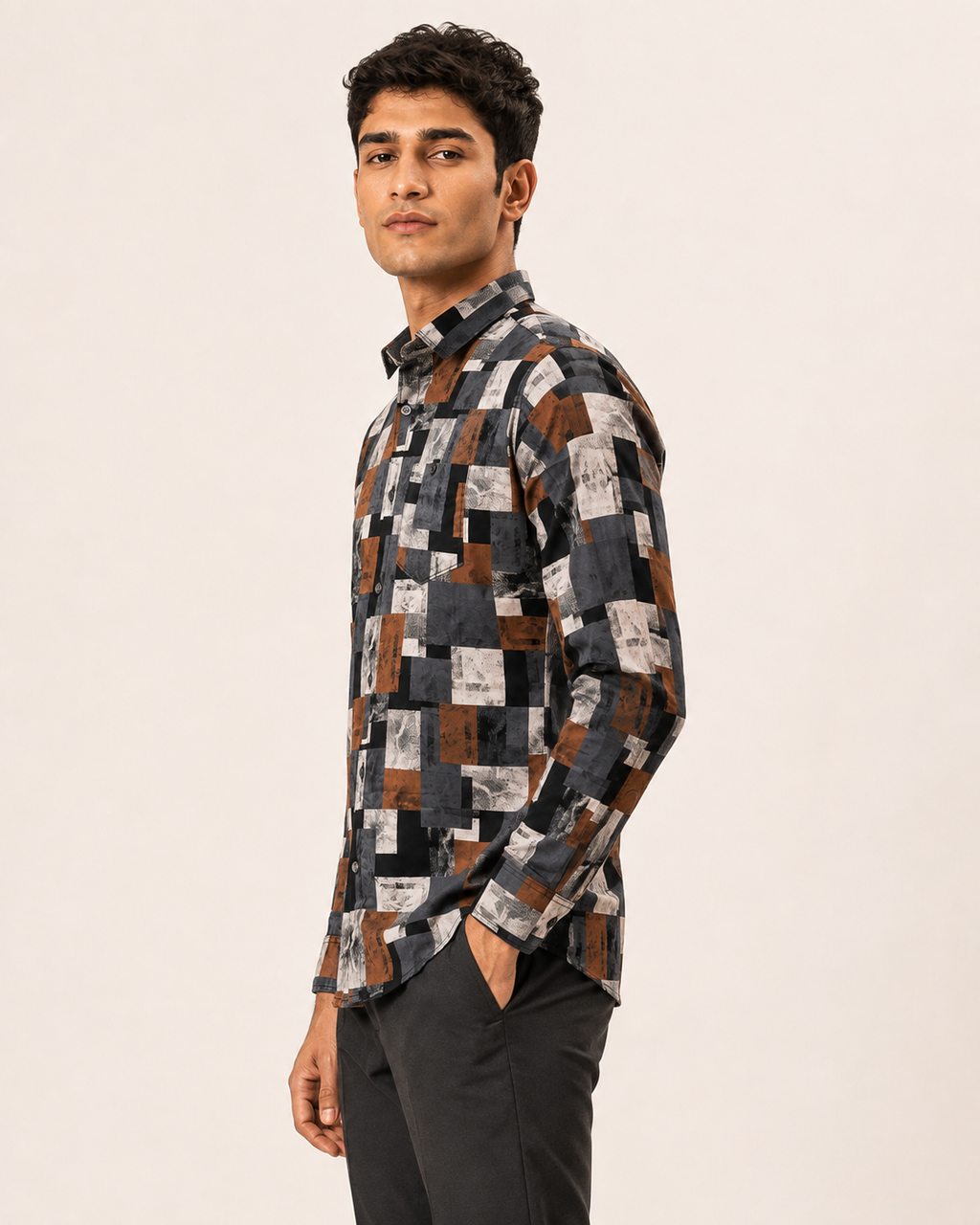 Rust Mosaic Cotton Shirt