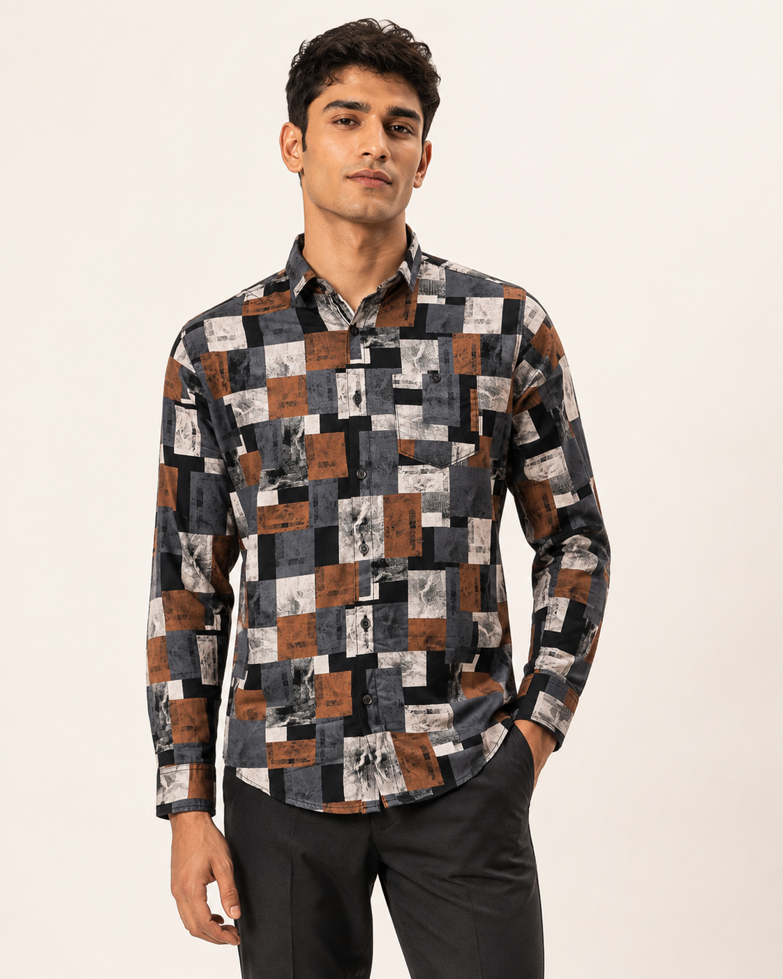 Rust Mosaic Cotton Shirt