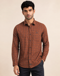 Burnt Amber Check Cotton Shirt