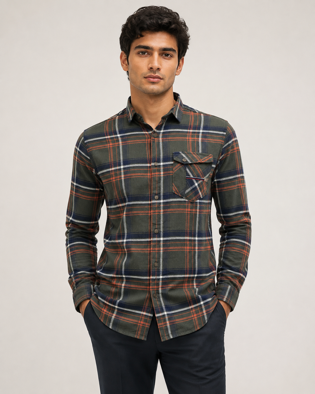 Olive Heritage Plaid Cotton Shirt