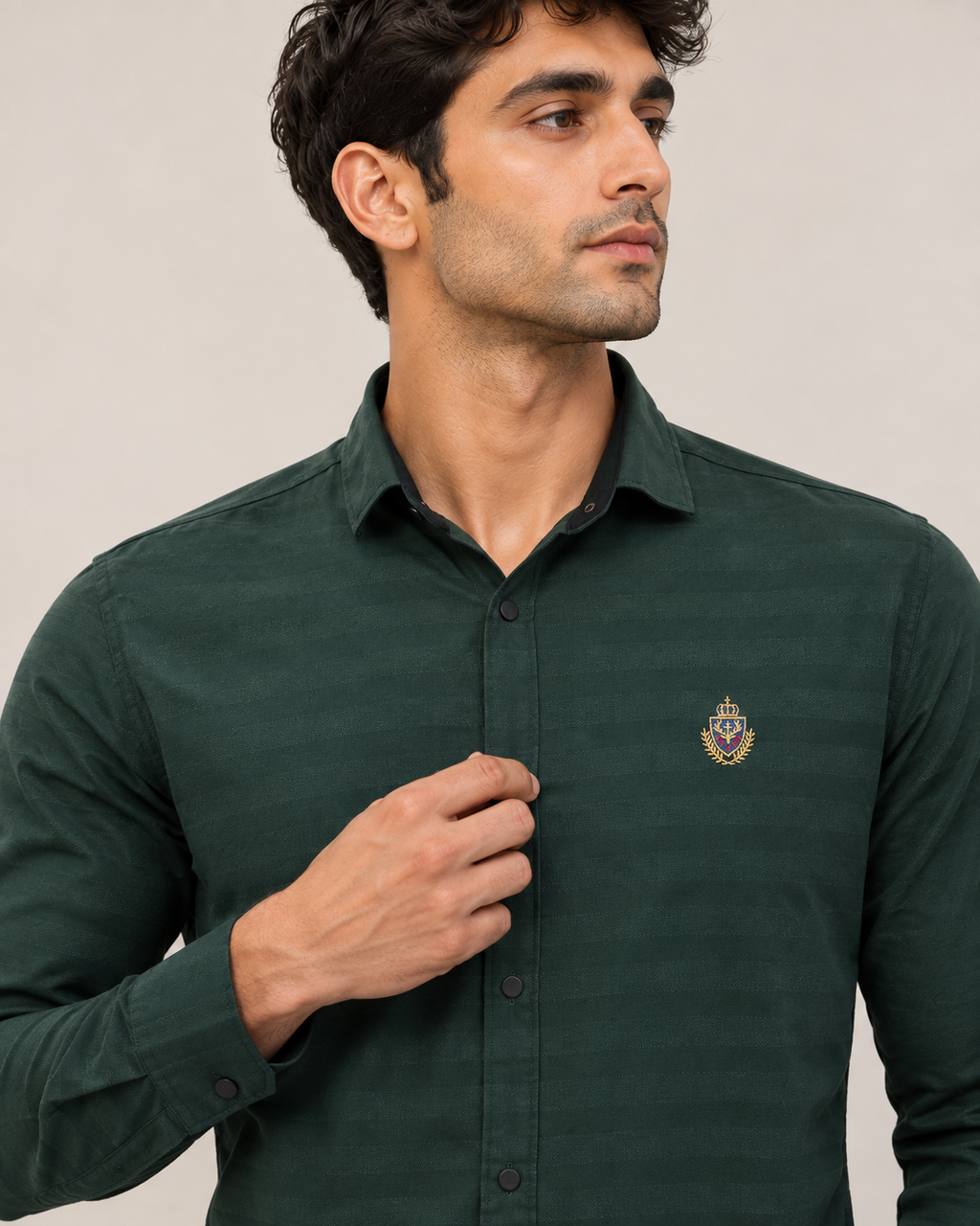 Forest Crest Stripe Cotton Shirt