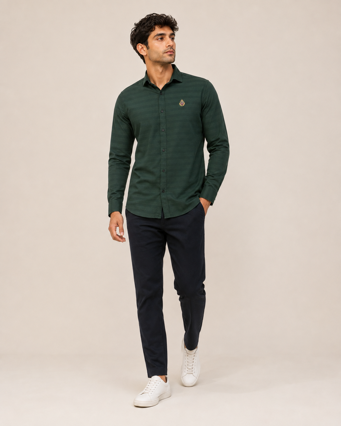 Forest Crest Stripe Cotton Shirt