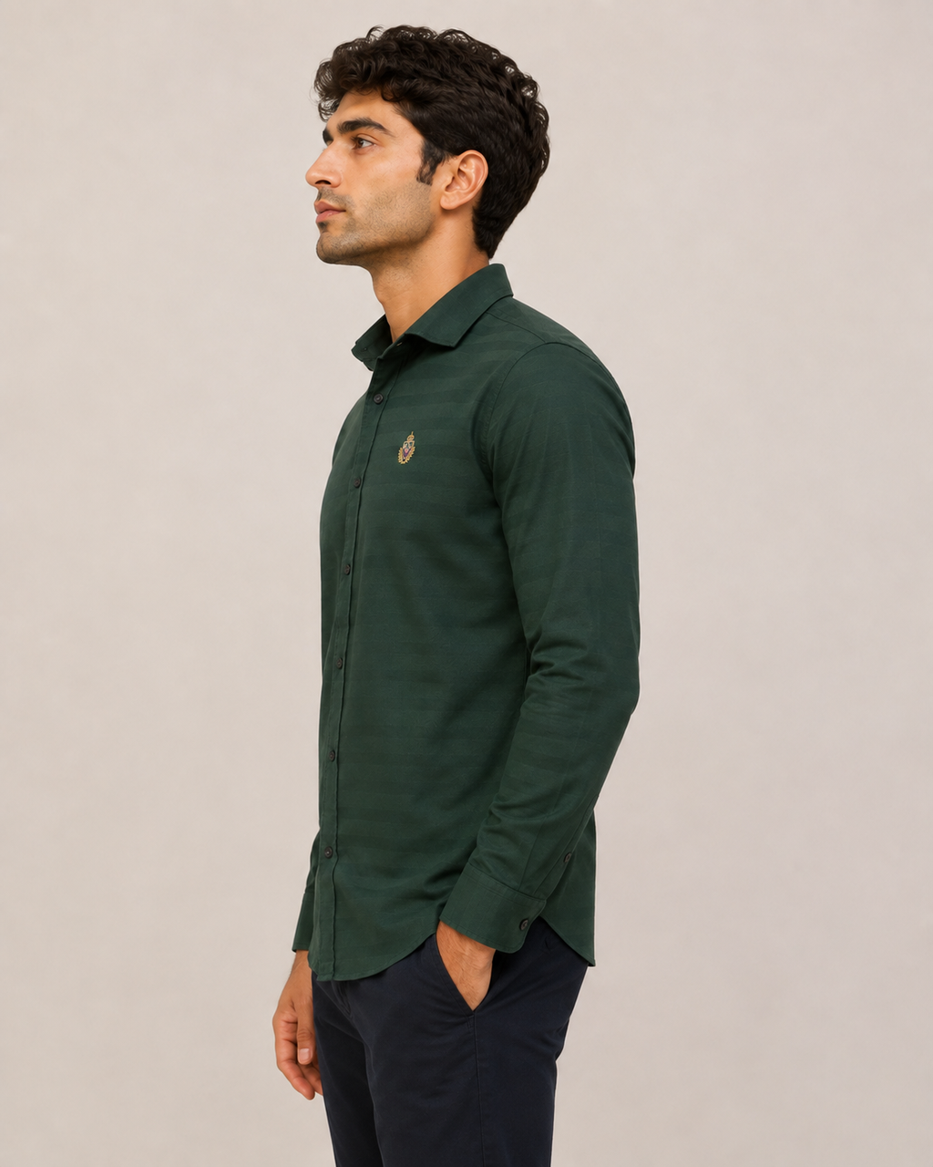 Forest Crest Stripe Cotton Shirt