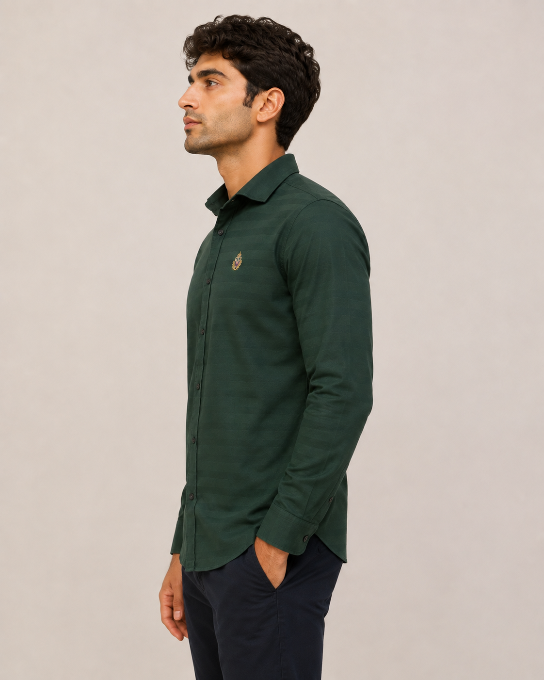 Forest Crest Stripe Cotton Shirt