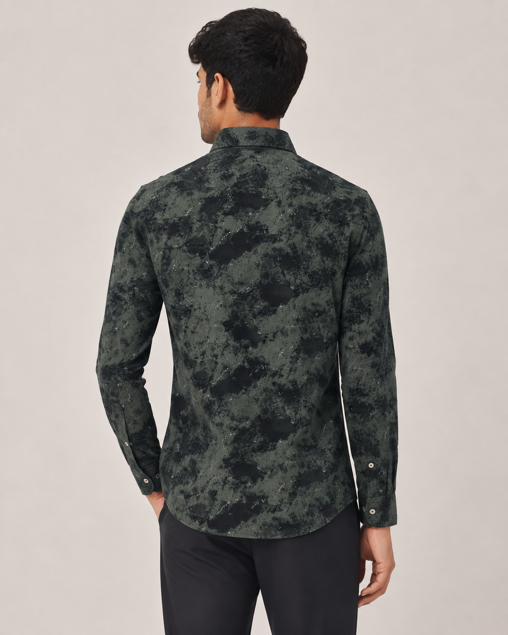 Olive Shadow Print Cotton Shirt