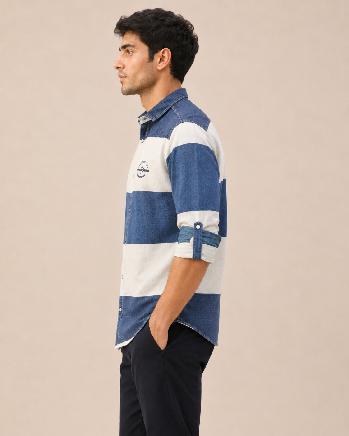 Indigo Harbor Striped Cotton Shirt