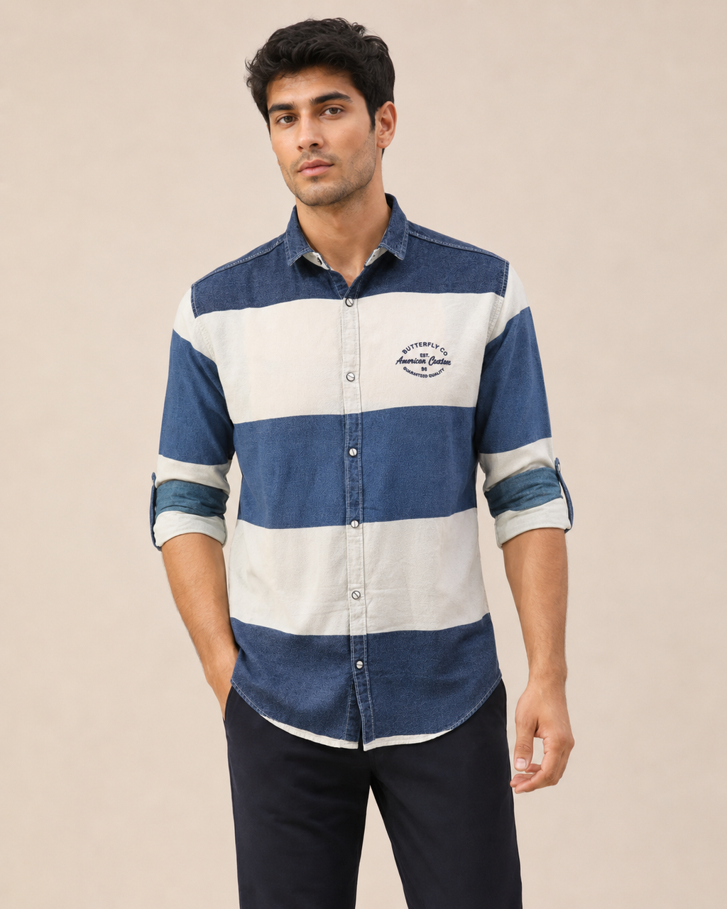 Indigo Harbor Striped Cotton Shirt