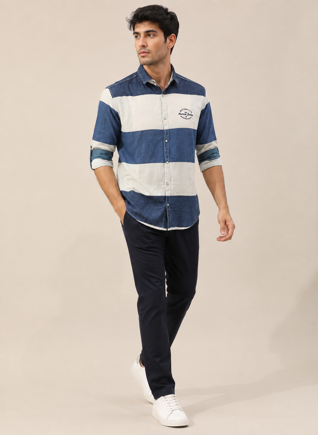 Indigo Harbor Striped Cotton Shirt