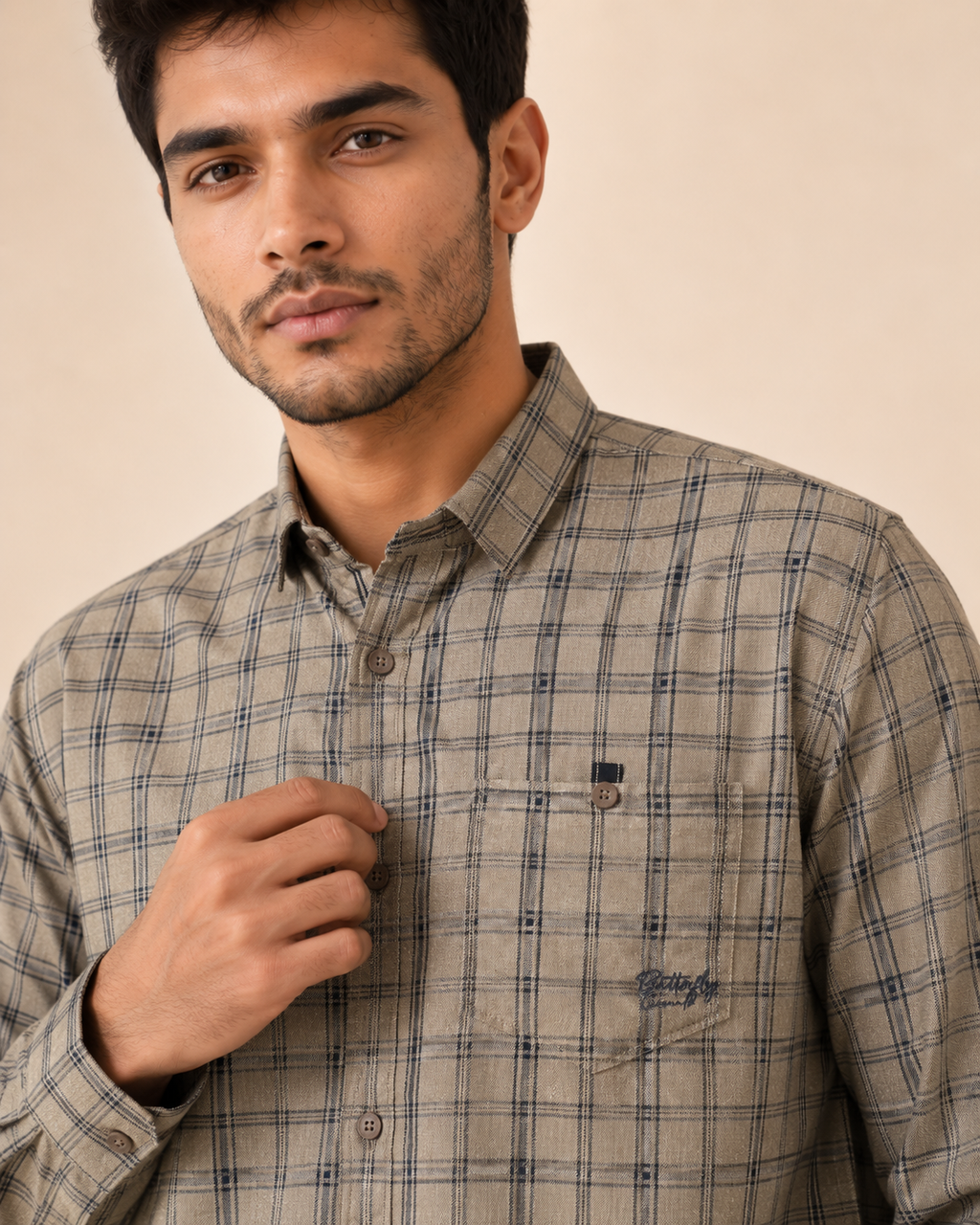 Stone Grid Cotton Shirt