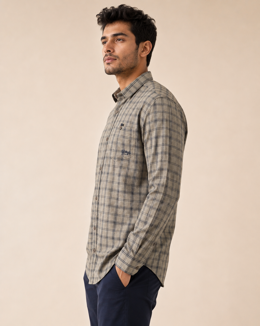 Stone Grid Cotton Shirt