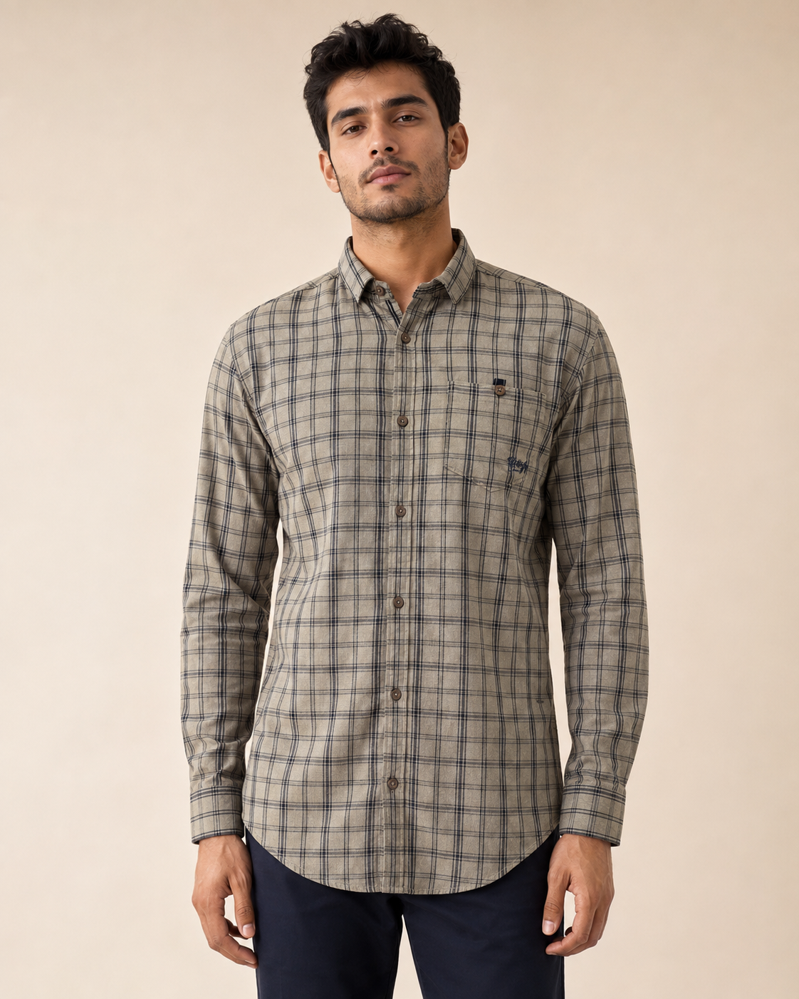 Stone Grid Cotton Shirt