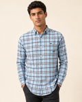 Sky Blue Heritage Check Cotton Shirt