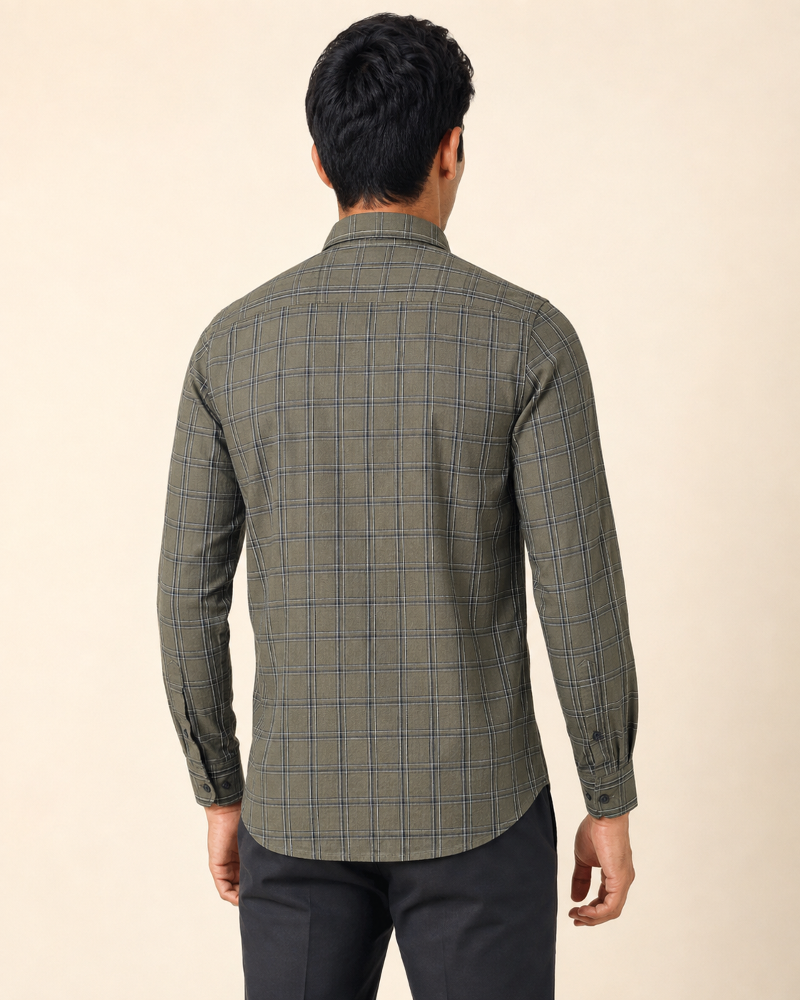 Olive Slate Check Cotton Shirt