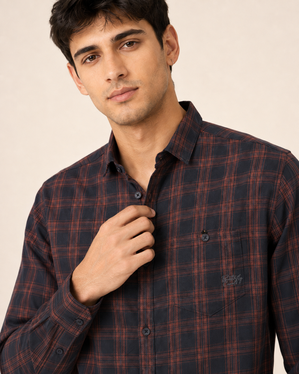 Midnight Rust Check Cotton Shirt