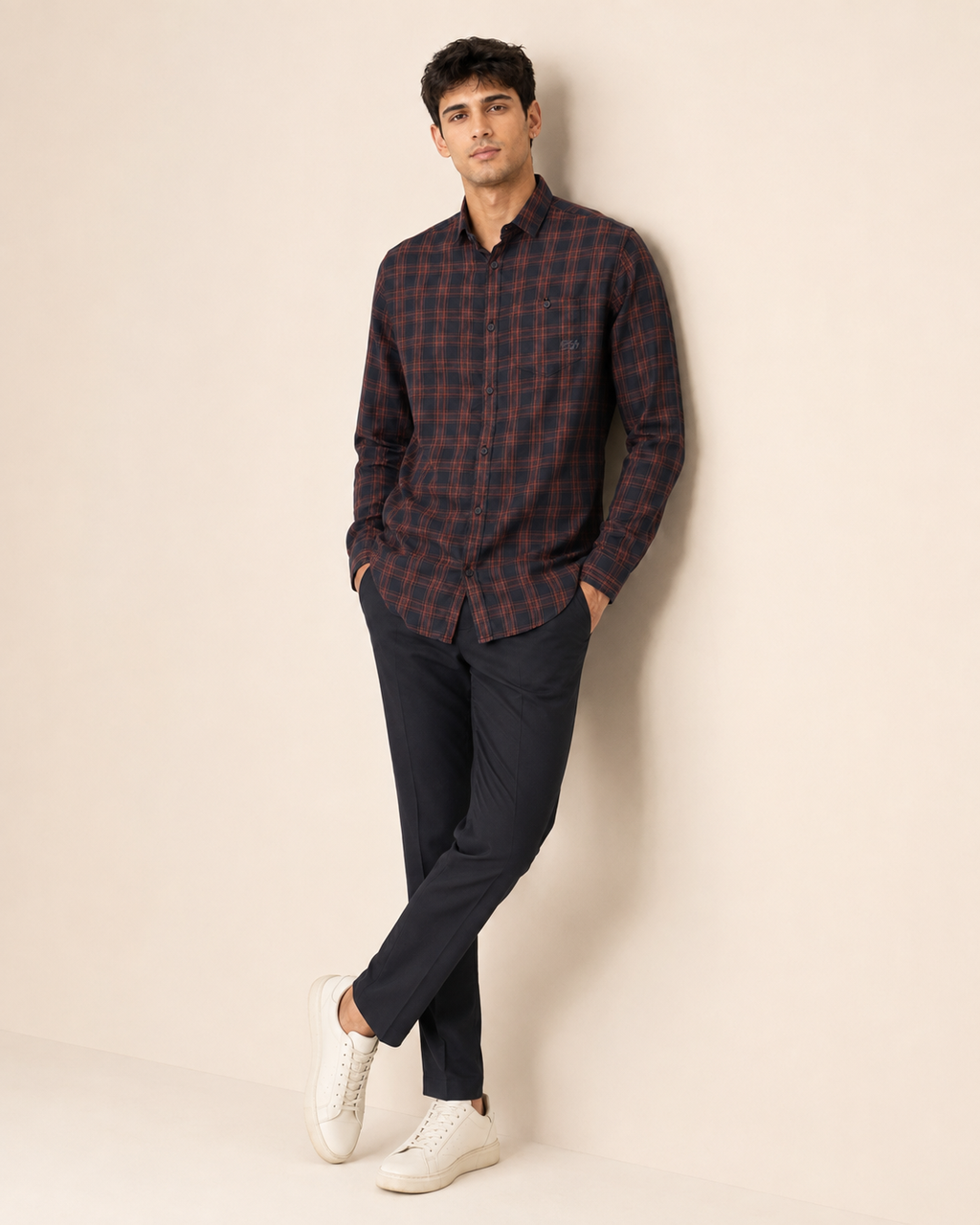 Midnight Rust Check Cotton Shirt