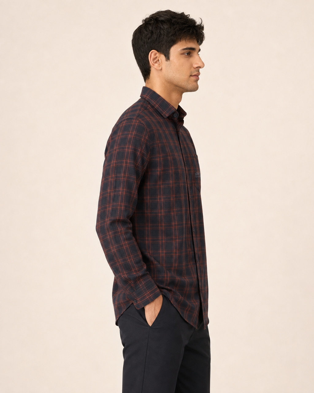 Midnight Rust Check Cotton Shirt