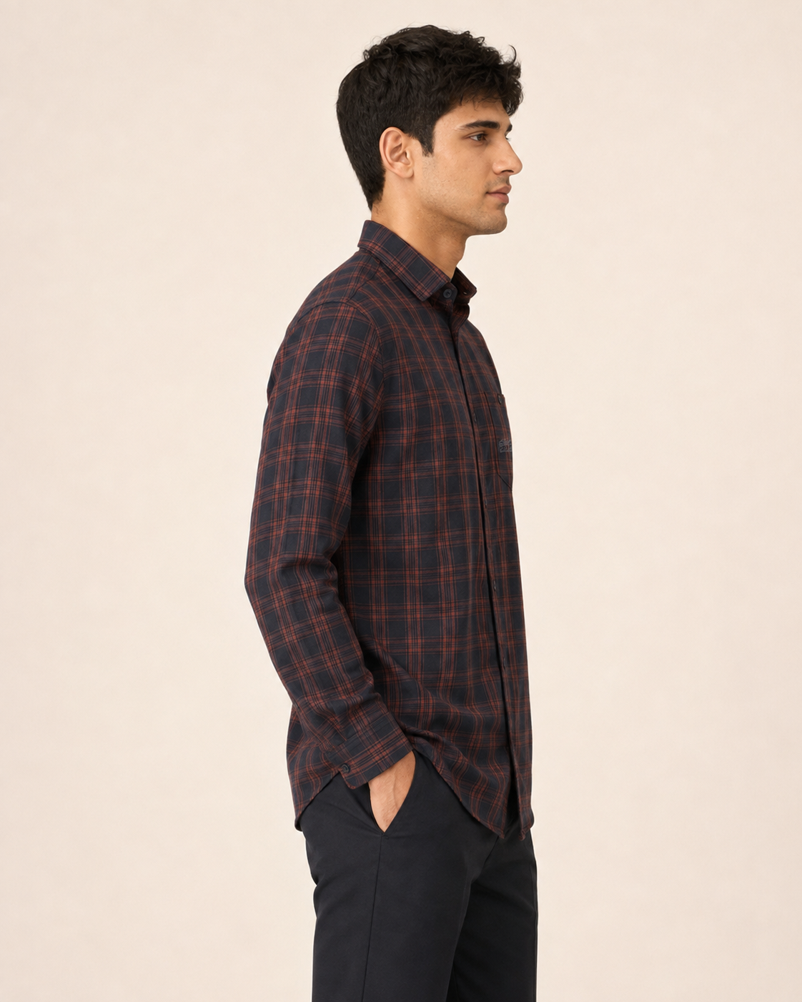 Midnight Rust Check Cotton Shirt