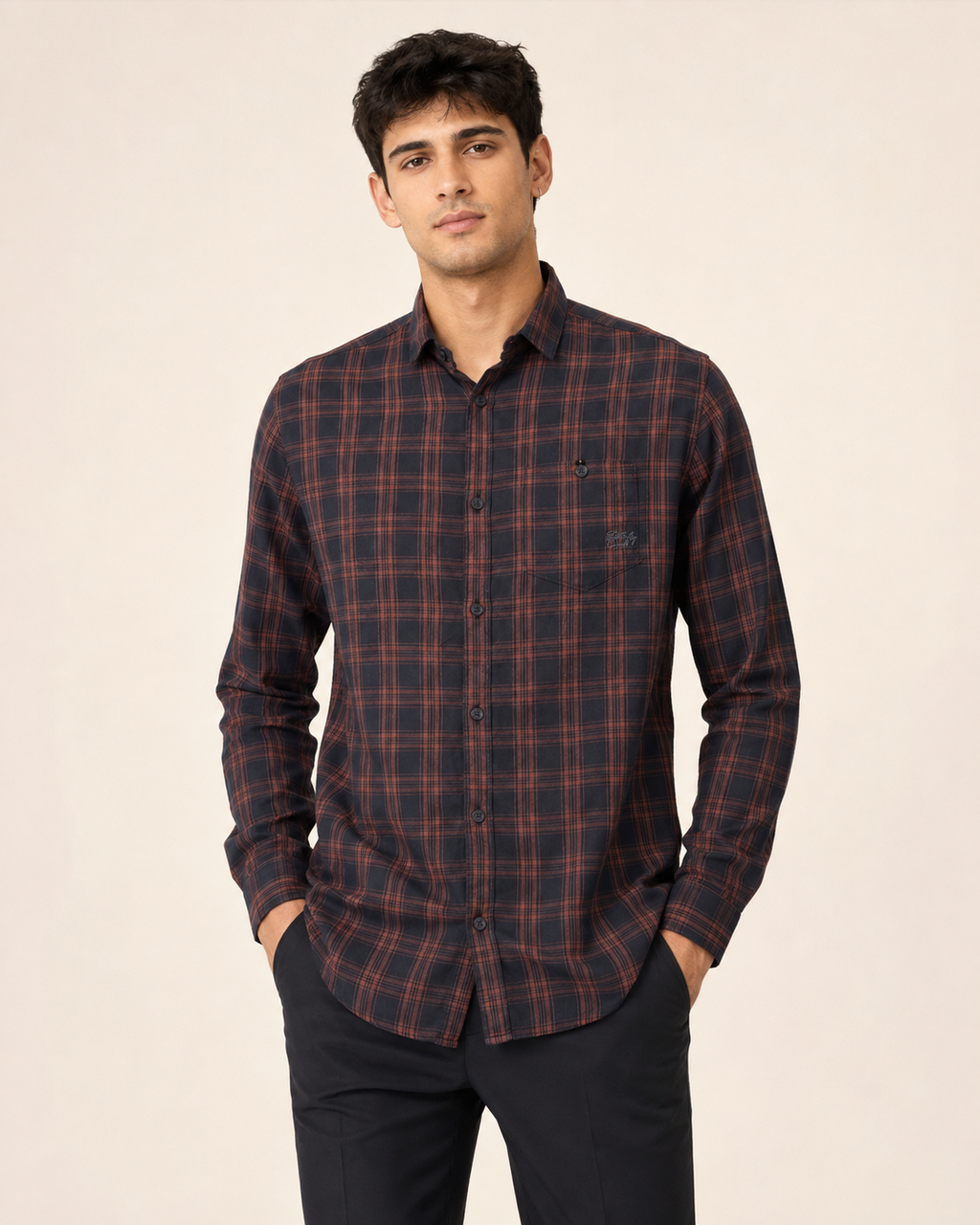 Midnight Rust Check Cotton Shirt