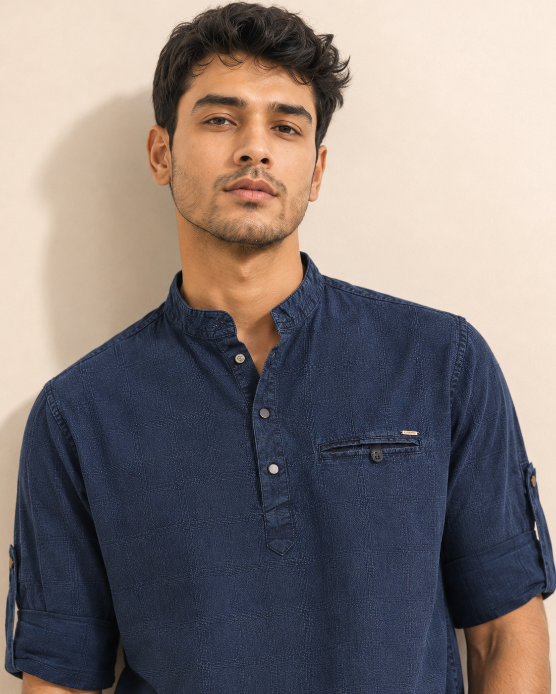 Indigo Terrain Cotton Kurta