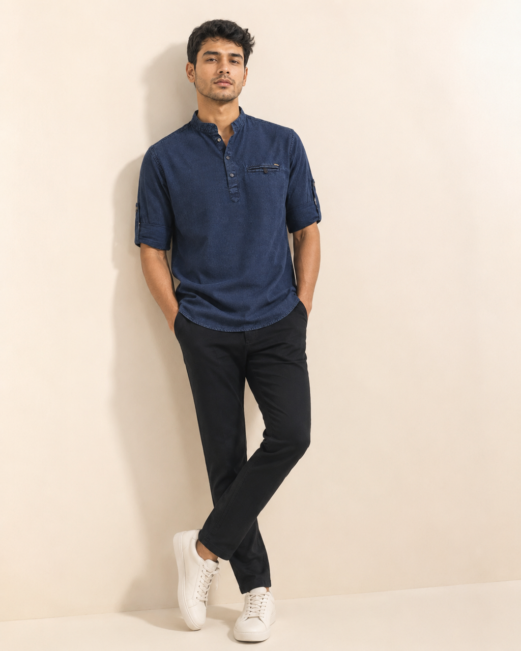Indigo Terrain Cotton Kurta