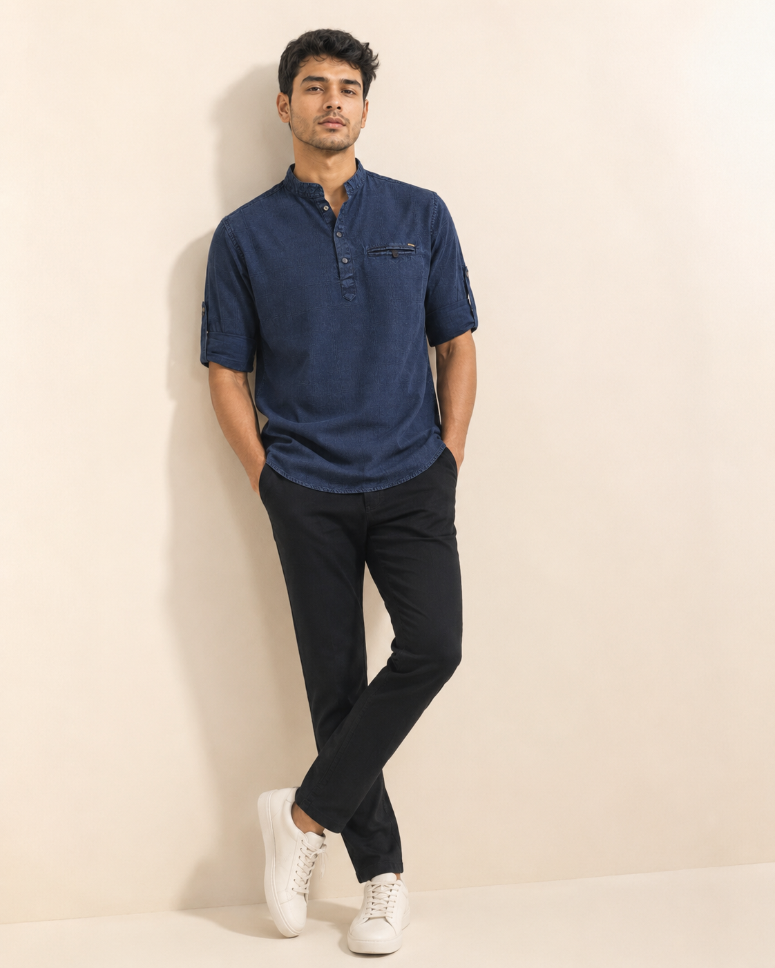 Indigo Terrain Cotton Kurta