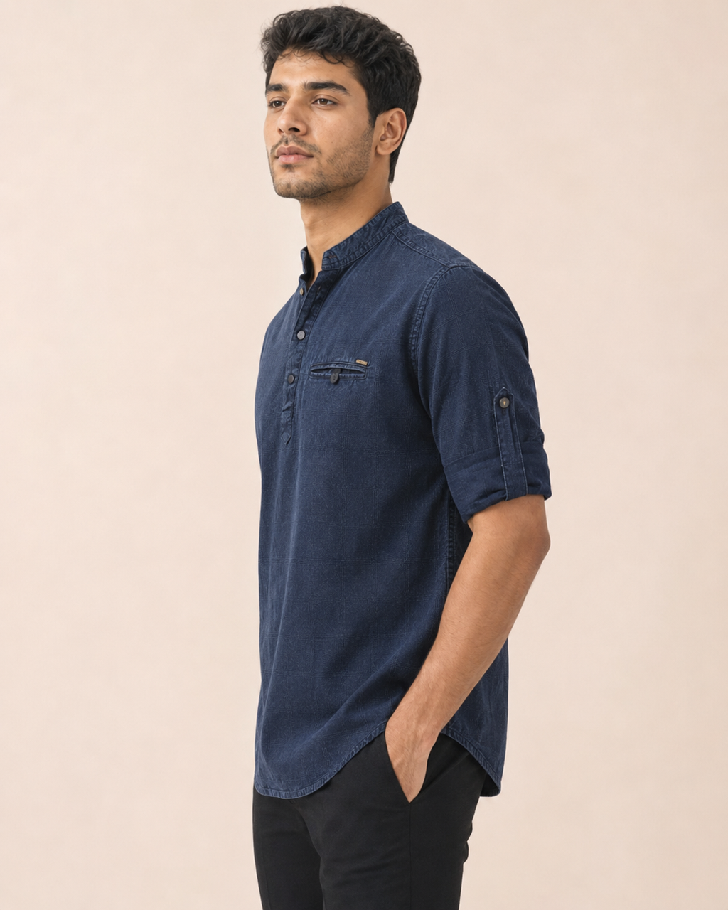 Indigo Terrain Cotton Kurta
