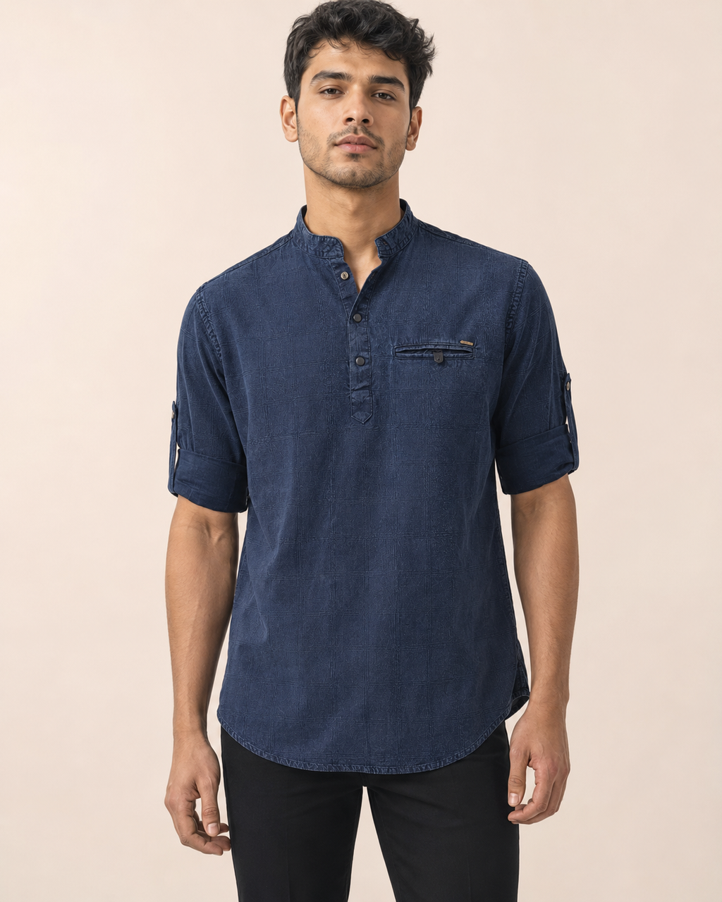 Indigo Terrain Cotton Kurta