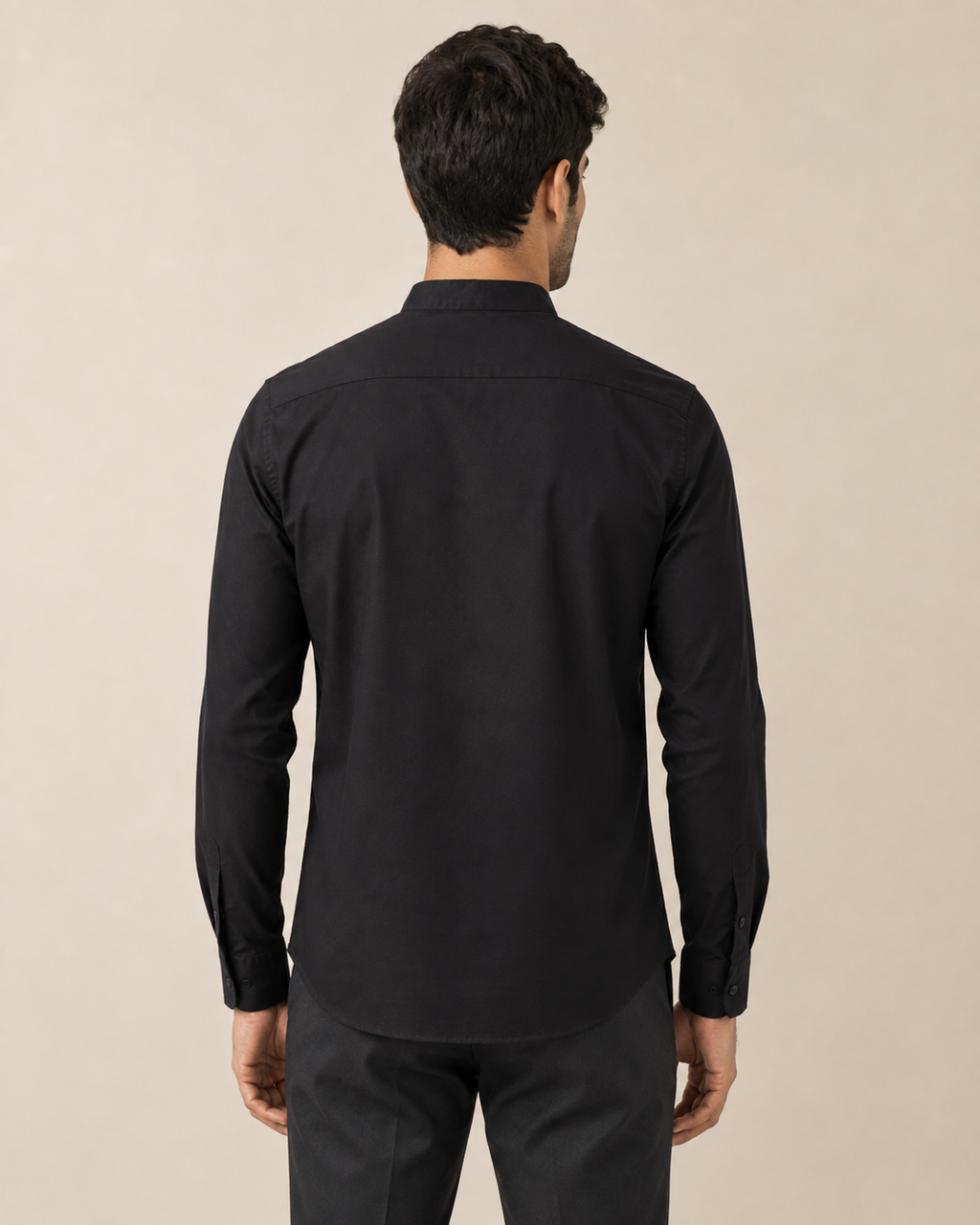 Onyx Band Collar Cotton Shirt