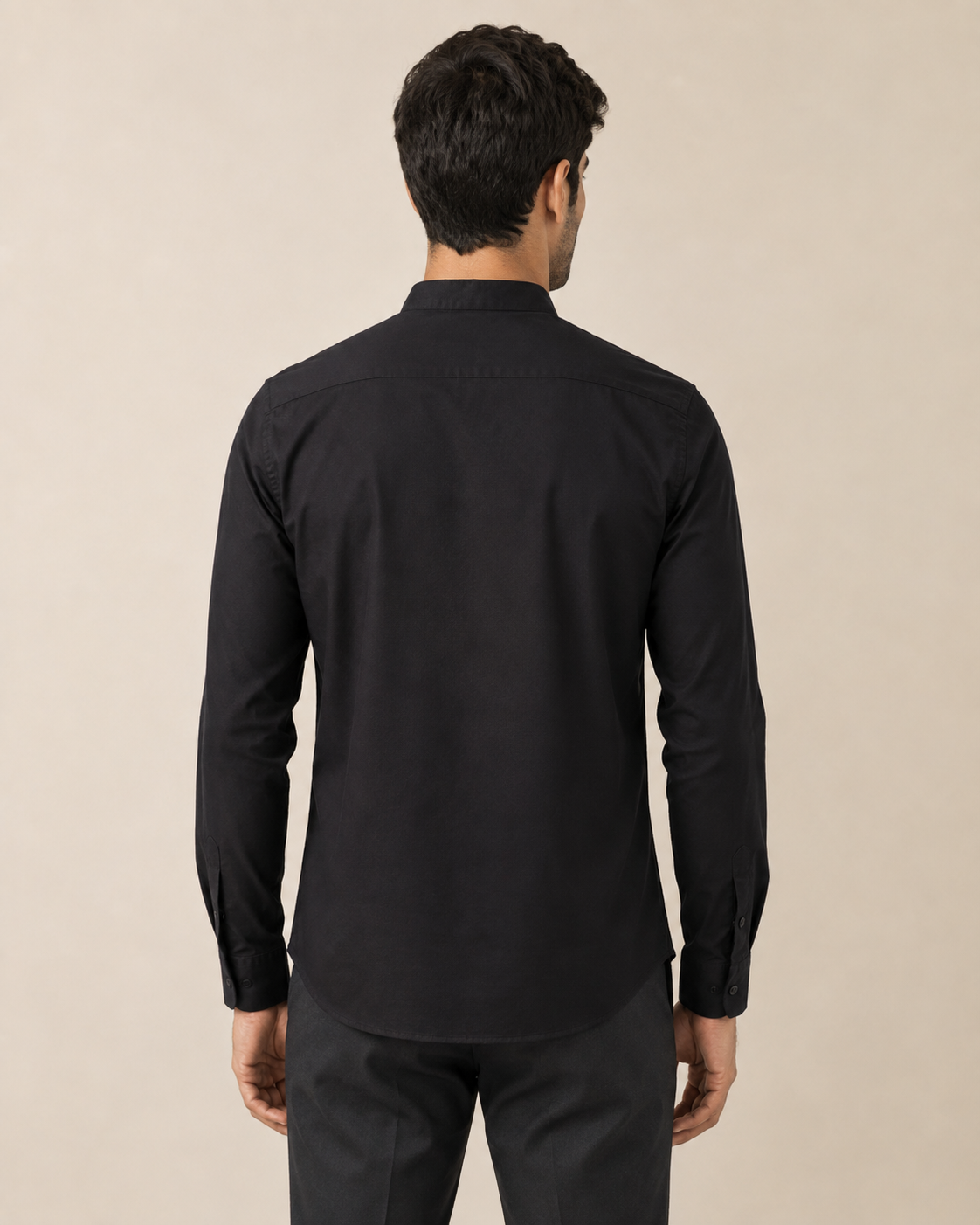 Onyx Band Collar Cotton Shirt