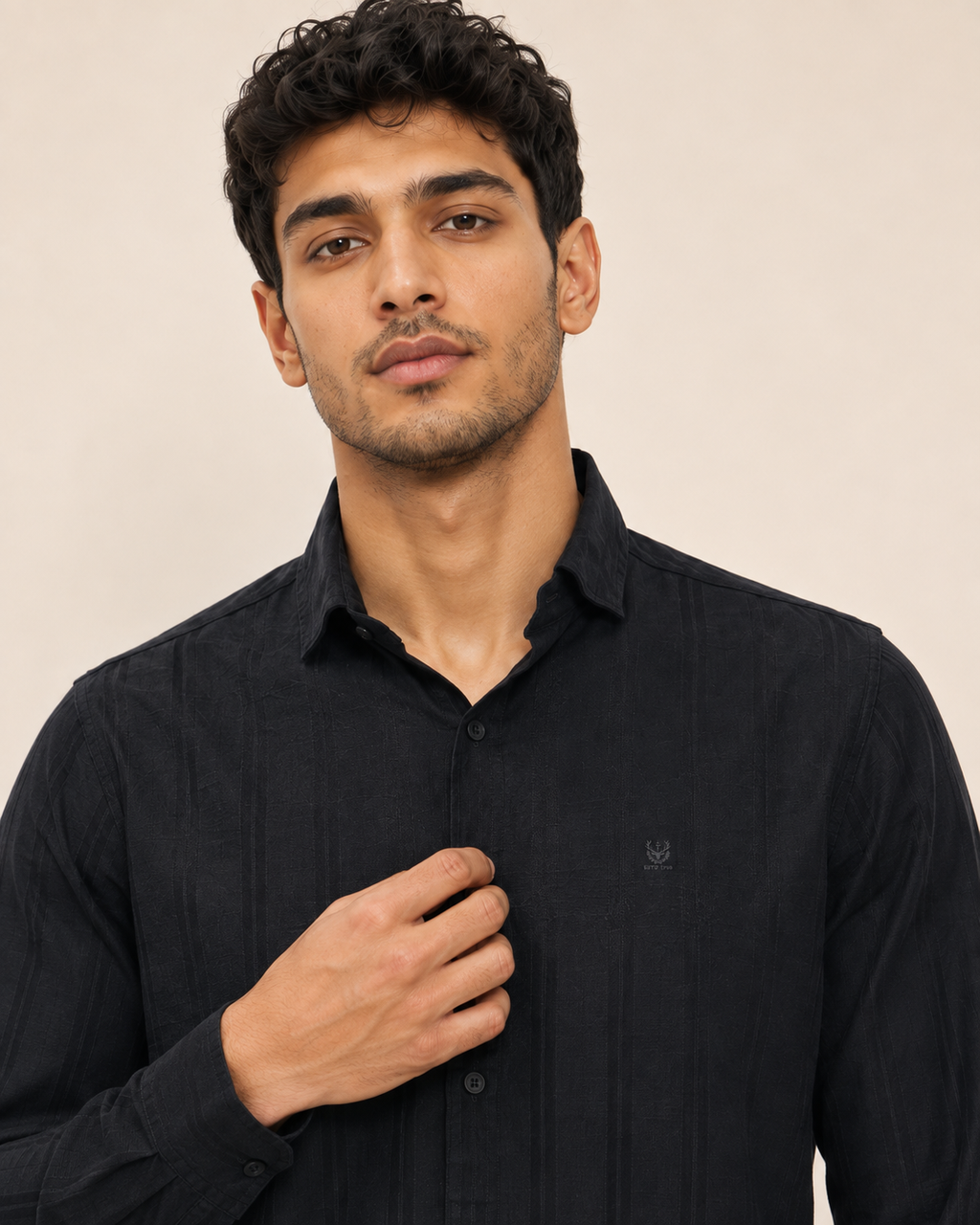 Noir Shadow Stripe Cotton Shirt