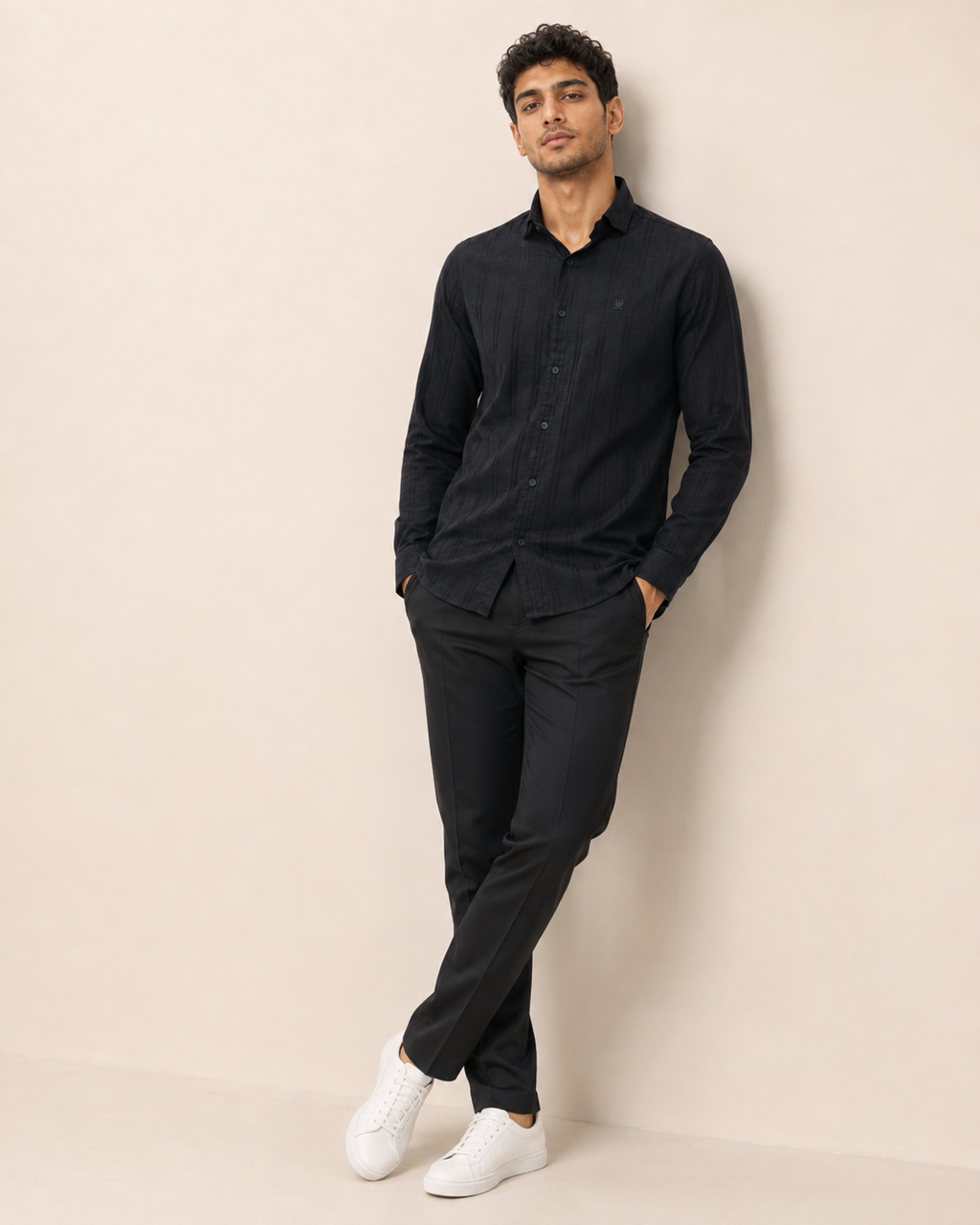Noir Shadow Stripe Cotton Shirt