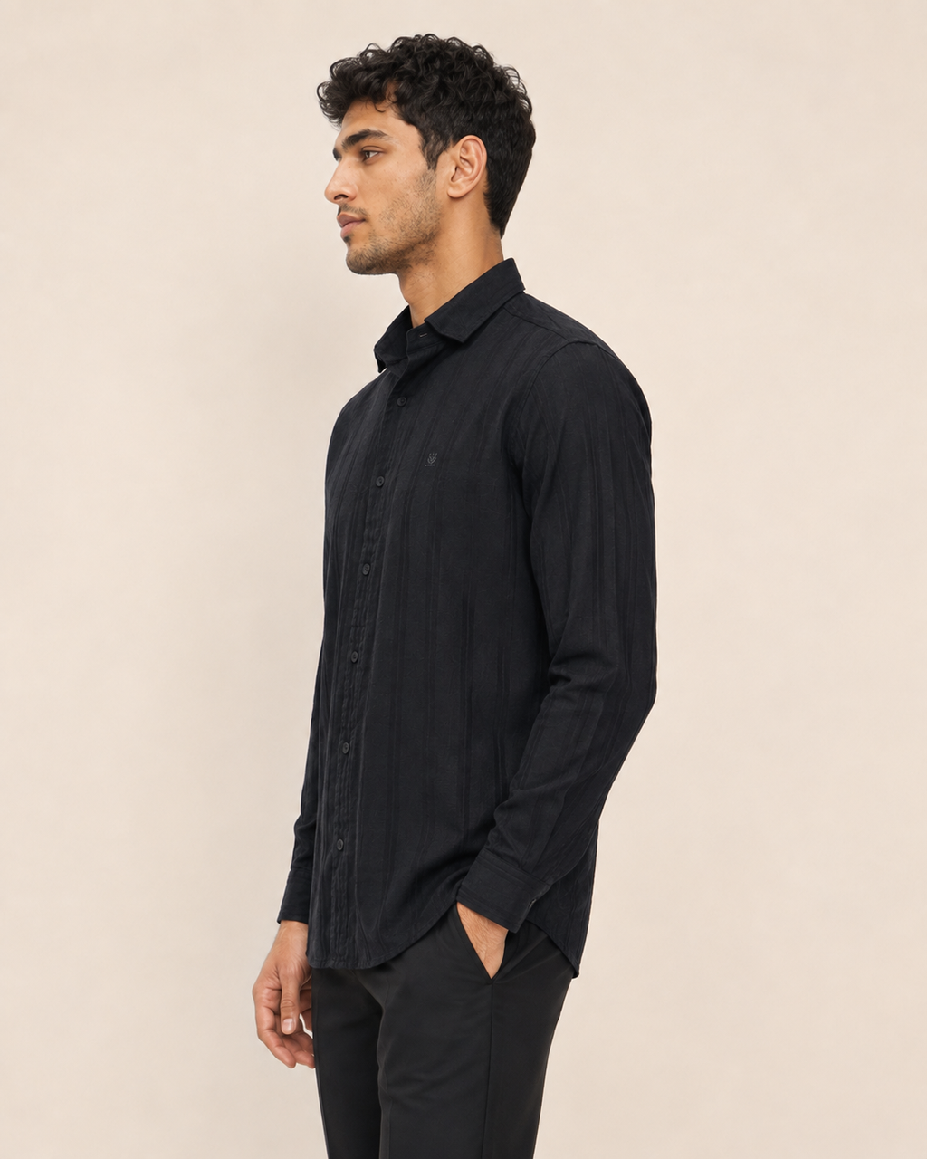Noir Shadow Stripe Cotton Shirt