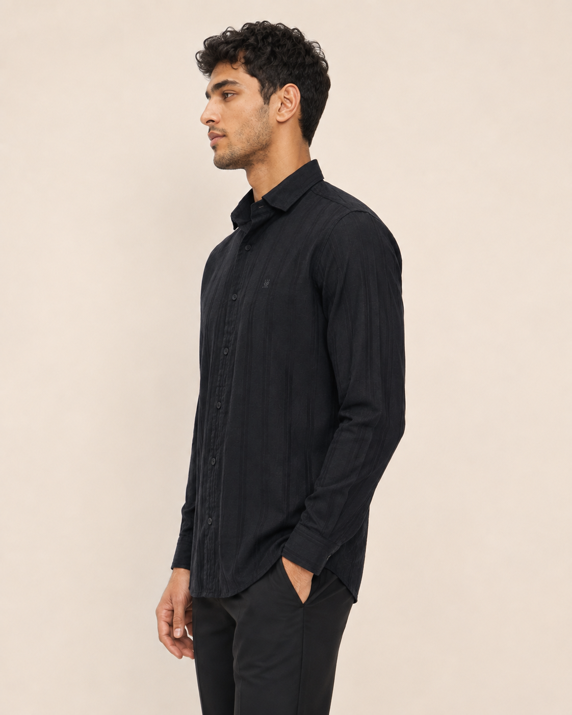 Noir Shadow Stripe Cotton Shirt