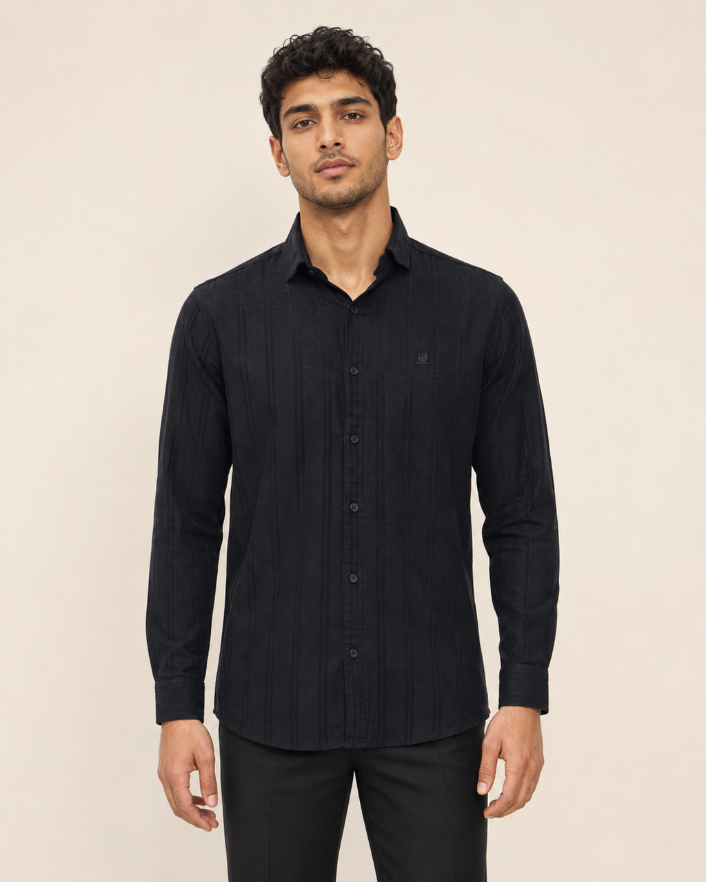 Noir Shadow Stripe Cotton Shirt