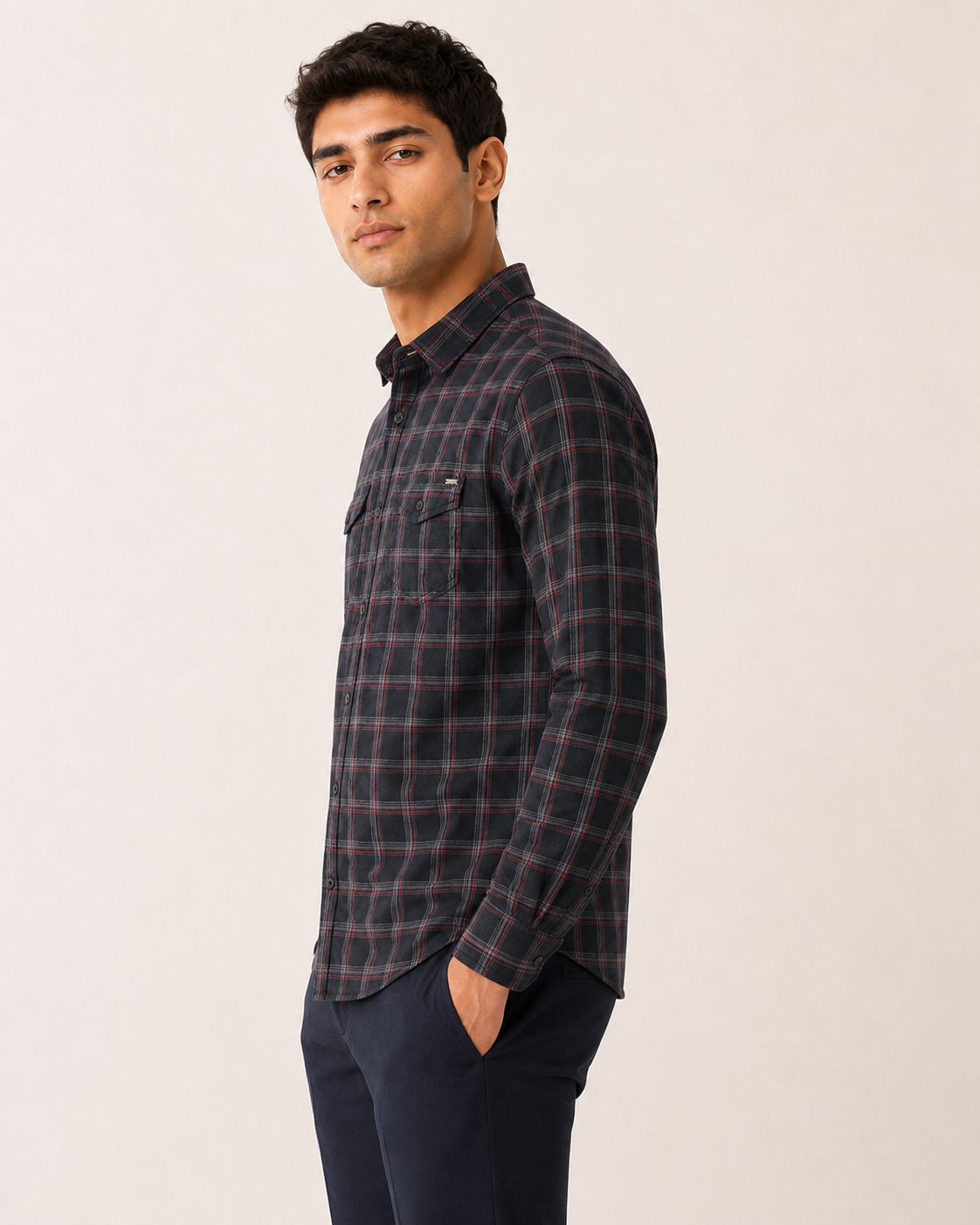Graphite Tartan Cotton Shirt