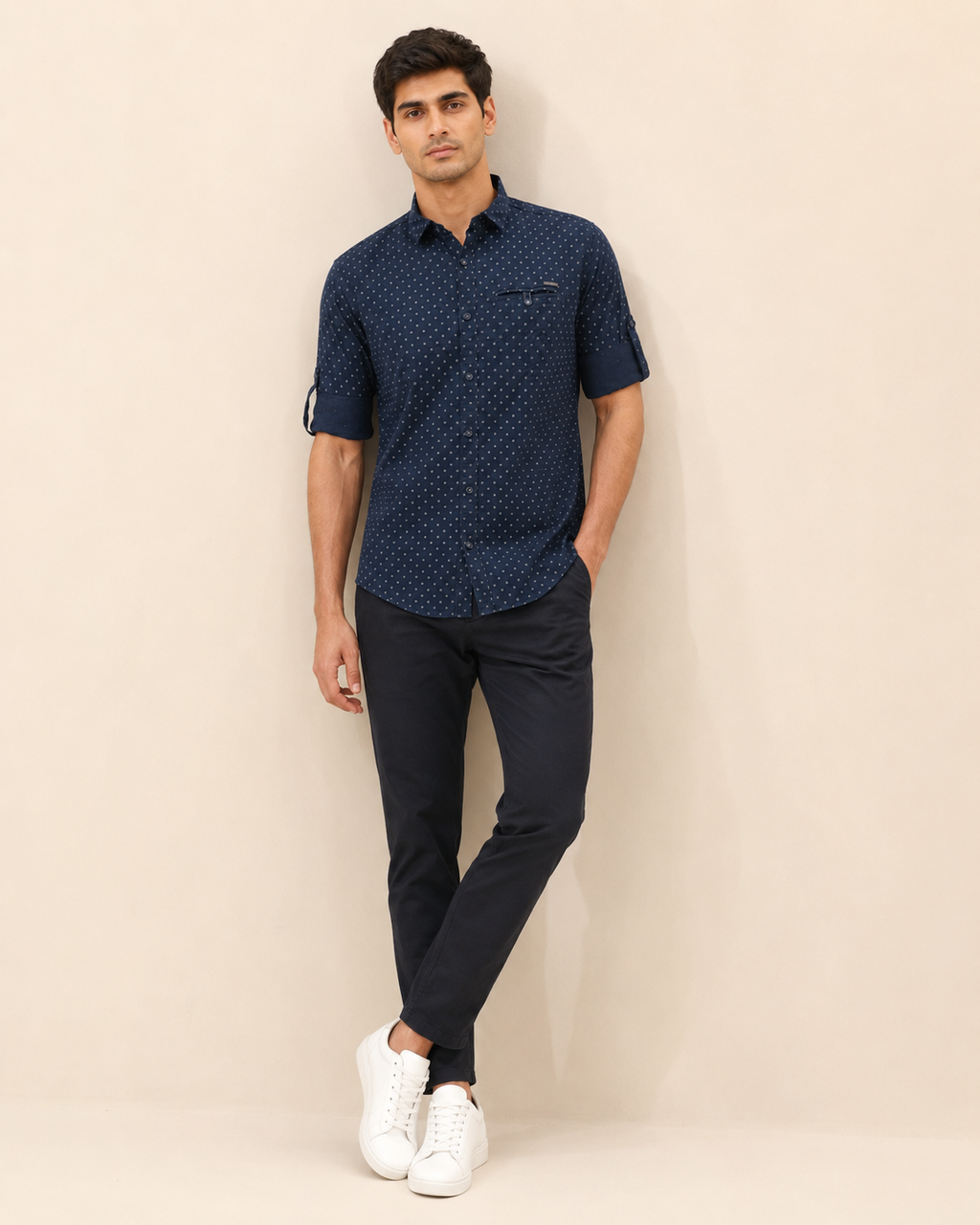 Midnight Micro Print Cotton Shirt
