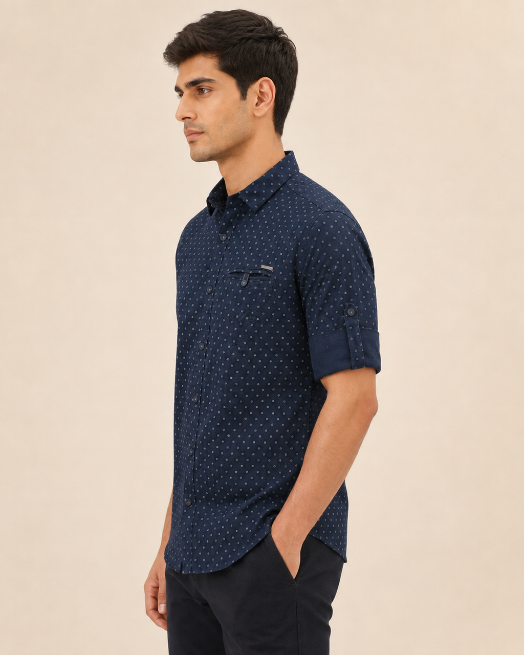 Midnight Micro Print Cotton Shirt