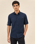 Midnight Micro Print Cotton Shirt