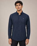 Navy Geo Texture Cotton Shirt