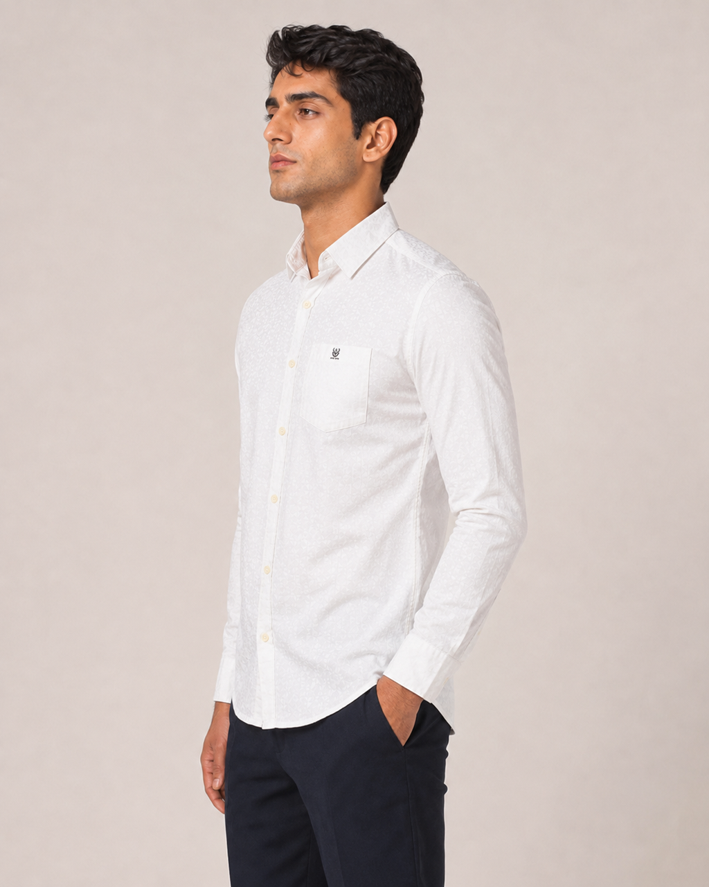 White Jacquard Cotton Shirt
